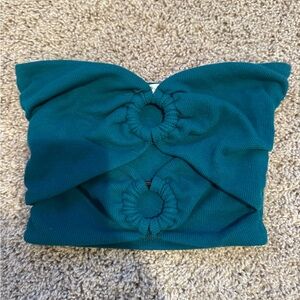 Turquoise strapless crop top